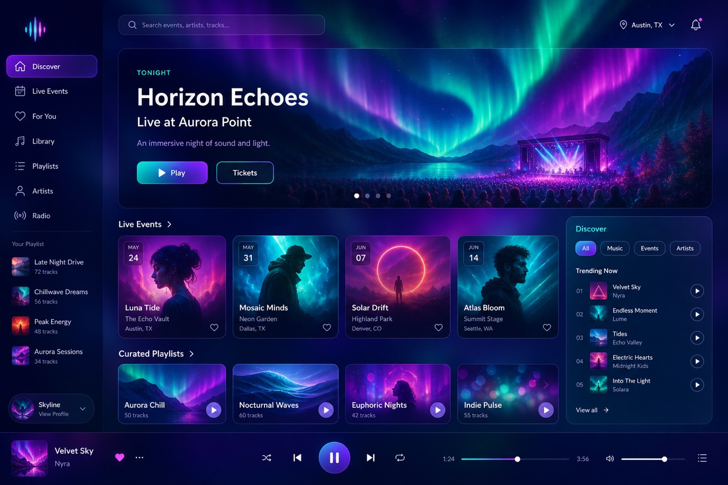 Aurora UI layout — interface screenshot