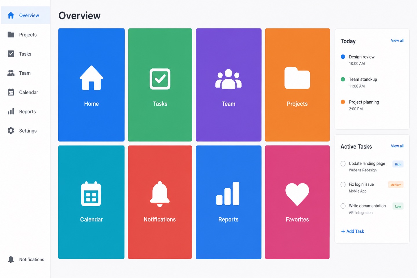 Flat Design layout — interface screenshot